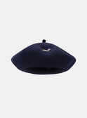 Béret bleu foncé à broderie chien et coeur Fille NUBERETTE / 25H4PFQ1CHA070