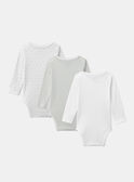 Lot de 3 bodies bébé garçon à manches longues en coton issu de l'agriculture biologique MEIVAN / 25E5BG41BDL001