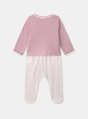 Grenouillère rose à rayures et rose pale uni avec chat sans pressions Bébé Fille NEBERTILLE / 25H5BFB1GRED319