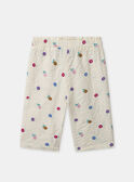 Pantalon écru à broderie fleuries Bébé Fille NAALICE / 25H1BFJ1PAN002