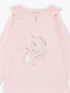 Pyjama rose chiné motif animaux de la forêt enfant fille  BEBARNETTE / 21H5PF64PYJD314