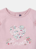 Tee Shirt Manches Longues Rose LADITETTE / 24H2PFQ2TMLD329