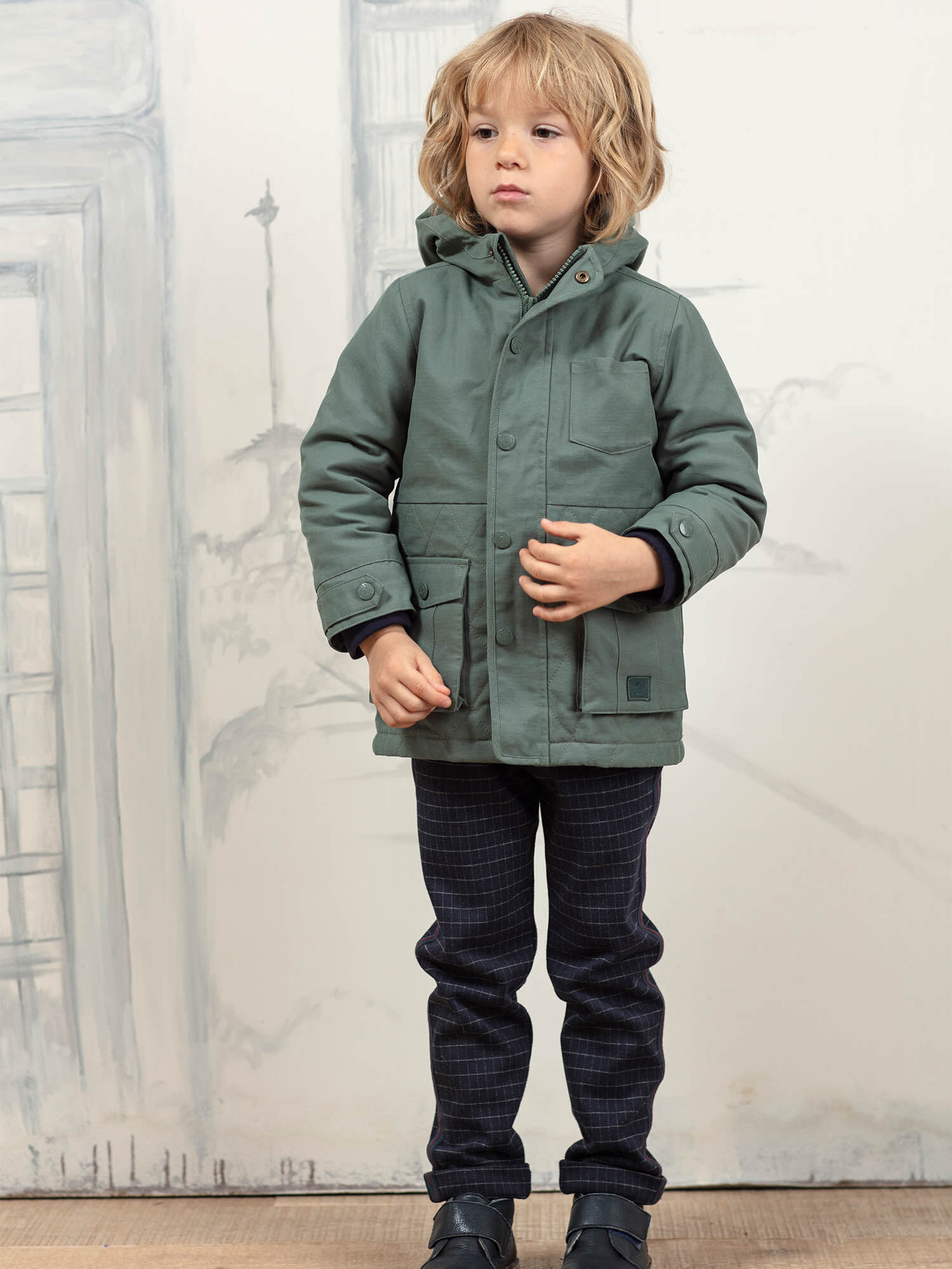 Impermeable vert kaki et doudoune detachable enfant garcon Garcon Sergent Major