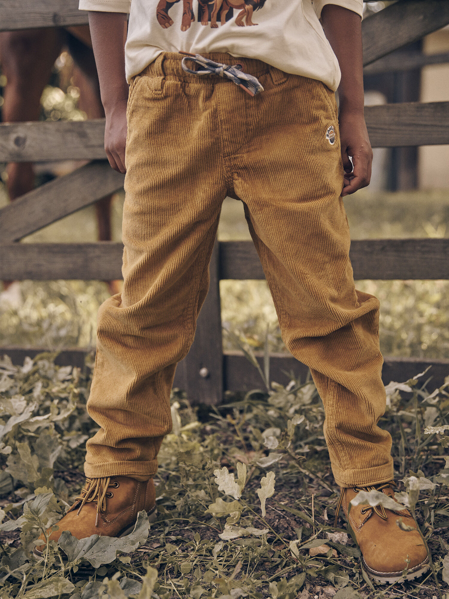 Pantalon ample beige en velours