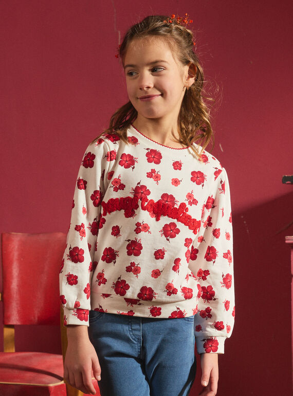 Sweat-Shirt fleuri à inscription bouclettes MOSWETTE / 25E2PFJ1SWE001