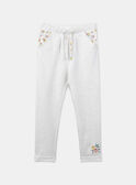 Pantalon de sport chiné écru avec détails imprimés fleurs aux poches KRIPETTE / 24E2PFB2JGBA011