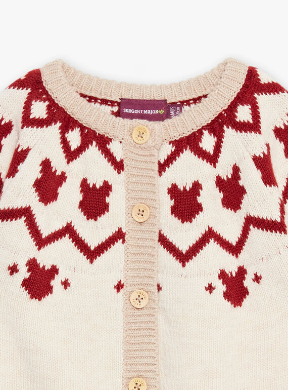Gilet en tricot rouge et beige DAPIERRE / 22H1BGX1GILF512