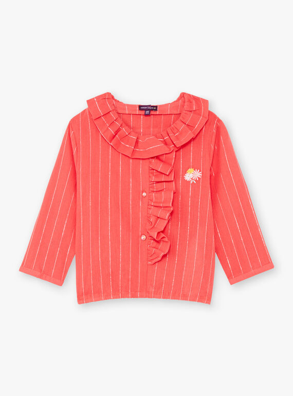 Chemisier rose col à volants enfant fille TAYEGETTE / 20E2PFZ2CHEF503