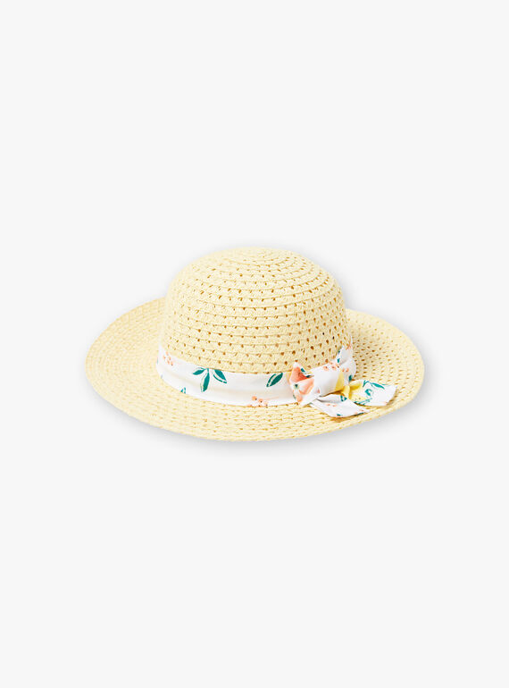 Chapeau paille ruban imprimé citron ZICHUETTE / 21E4PFO1CHAB104