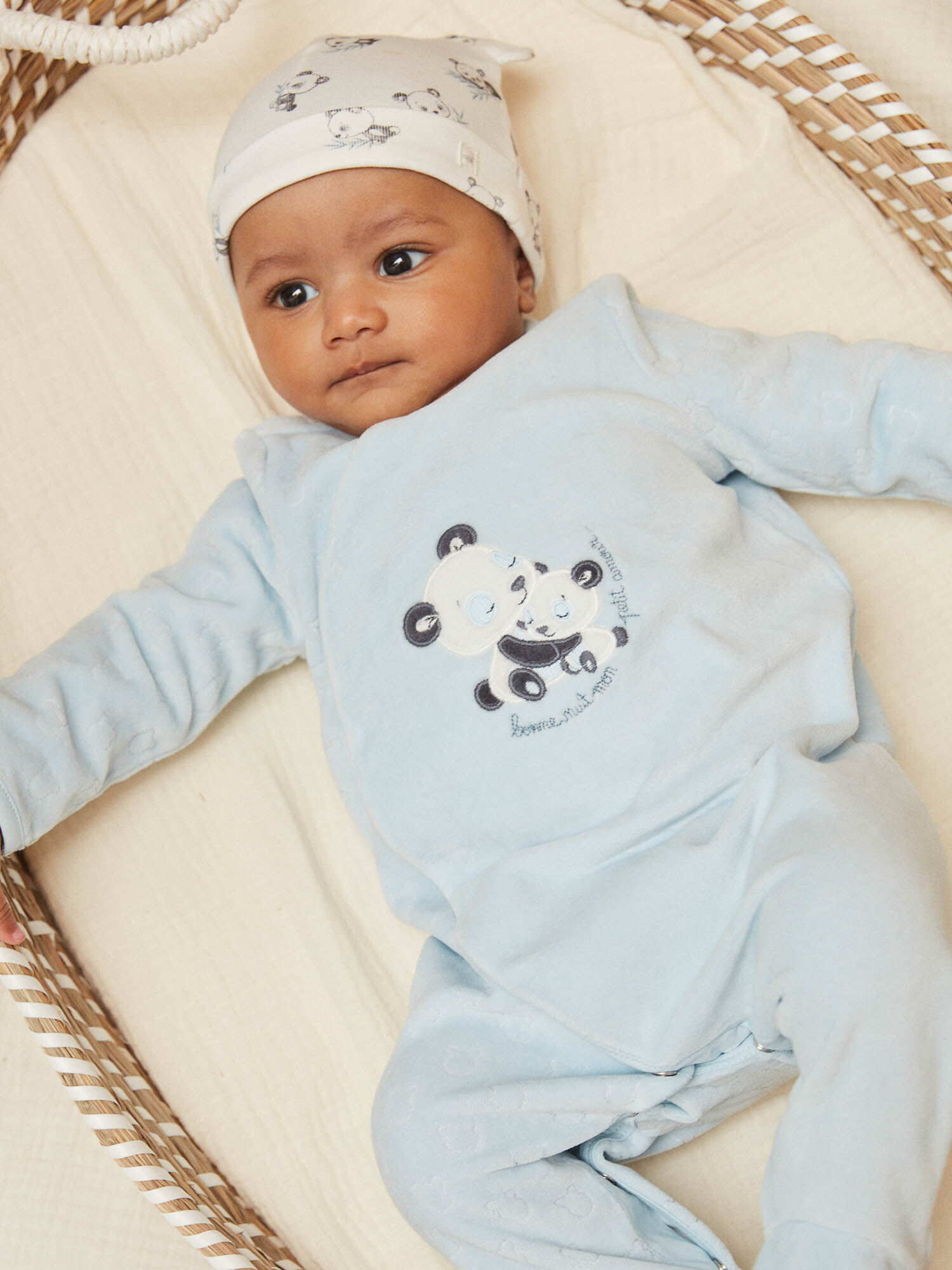 Grenouill re bleu glacier en velours en coton biologique et polyester recycl