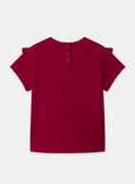 T-shirt rouge imprimé noeud à manches courtes en bordures festonnées Fille NESORETTE / 25H2PFK1TMCF510