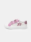 Basket blanche avec patch étoile et sratch rose pailleté Fille NISKETTE / 25F10PF41BKC001