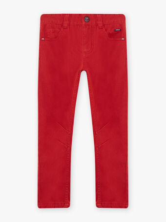 Pantalon en twill rouge et ceinture enfant garçon CEDOUAGE / 22E3PG81PAN050