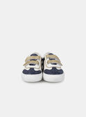 Basket blanche et bleu foncé imprimé léopard et sratch dorés pailletés Fille NILOPETTE / 25F10PF42BKC705