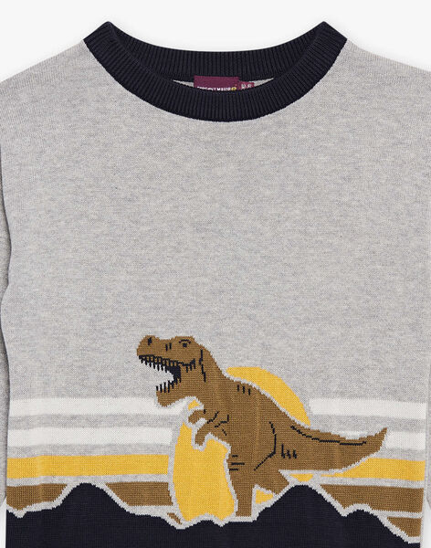 Pull à motif dinosaure gris DAFOULAGE / 22H3PGD1PUL943