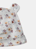 Bonnet écru imprimé fleur MABENEDICTE / 25E4BF71BON001