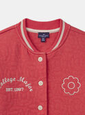 Veste Teddy rouge corail à broderie fleuries et manches longues écrues Fille NETEDETTE / 25H2PFK1CAR404