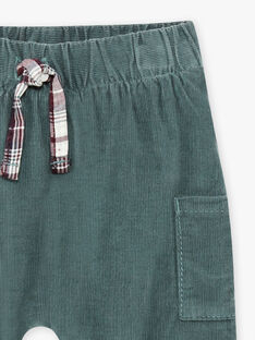 Pantalon vert en velours côtelé à motifs à carreaux bébé garçon BAVOLTAIRE / 21H1BGQ2PANG619