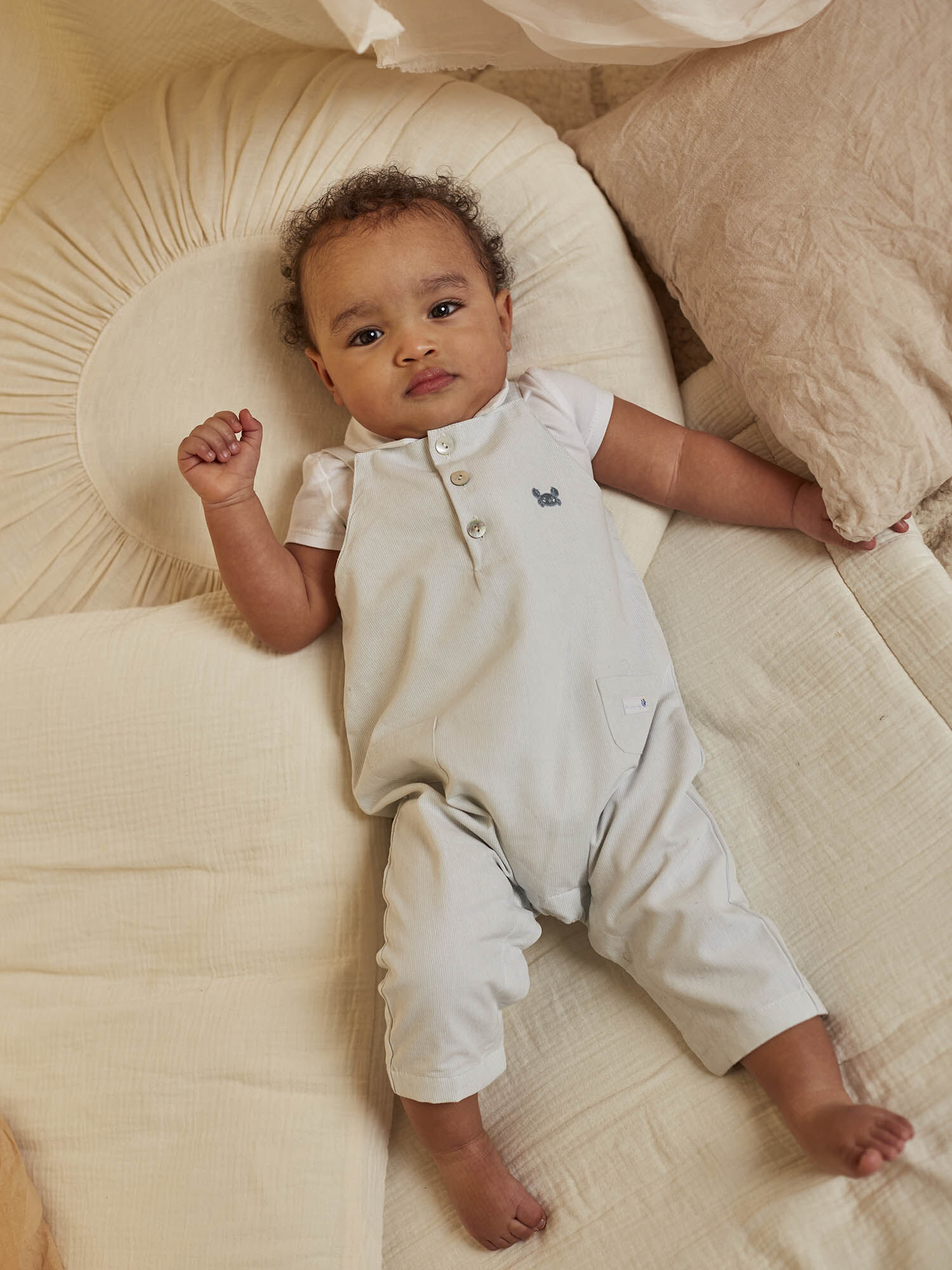 Ensemble body et salopette bleu pastel naissance garcon Garcon Sergent Major