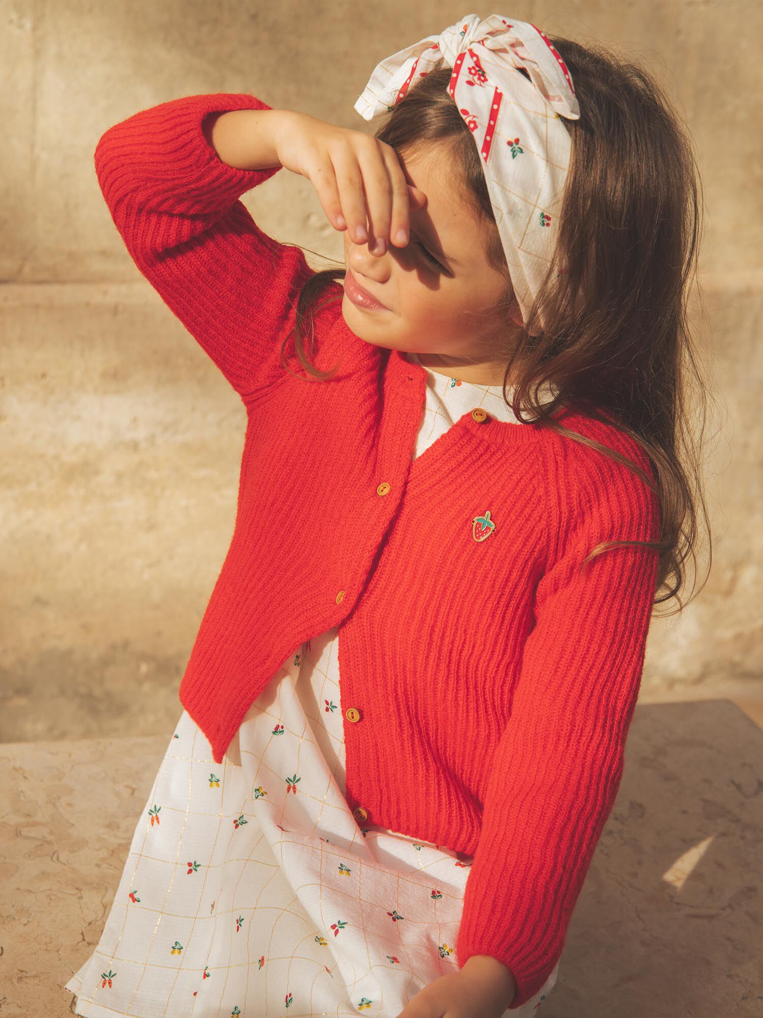 Gilet cotele rouge Fille Sergent Major