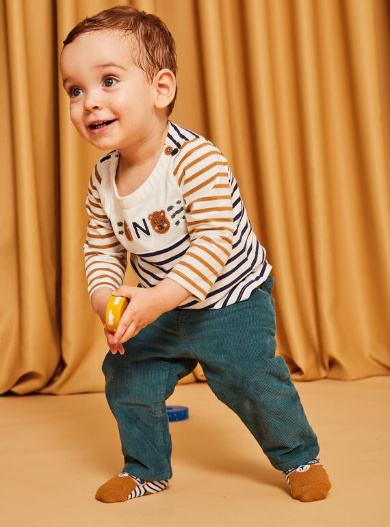 Pantalon en velours côtelé bleu canard DANOE / 22H1BGU2PAN714