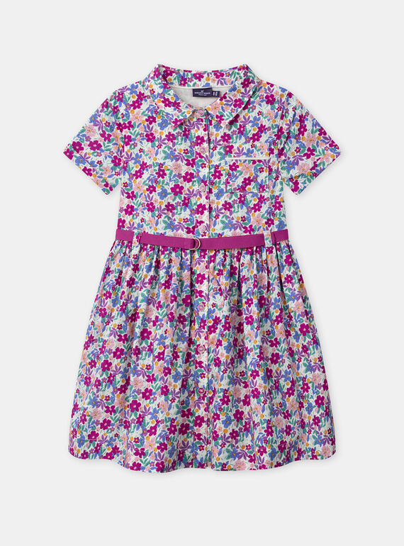 Robe chemise imprimé fleuri avec ceinture Fille NACHEMETTE / 25H2PFJ1ROB002