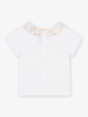 T-shirt écru avec collerette à imprimé fleuri bébé fille CYALICE / 22E1BF11BRA001