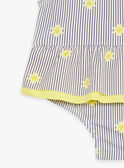Maillot de bain 1 pièce bleu marine et jaune à imprimé à rayures et soleils FITINA / 23E4BFM2MAIA001