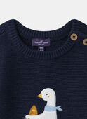 Pull en tricot bleu foncé avec patch oie Bébé Garçon NAKYLE / 25H1BGQ1PUL070