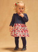 Robe bimatière bleu marine et imprimé pommes  Bébé Fille NAGISLAINE / 25H1BFM1ROB070