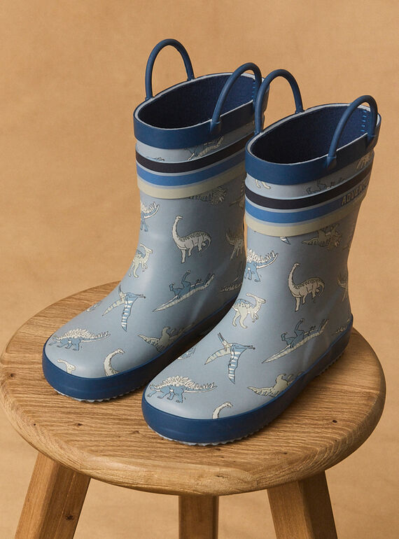 Bottes de pluie bleue imprimé dinosaures MIBOTAGE / 25N10PG11D0C208